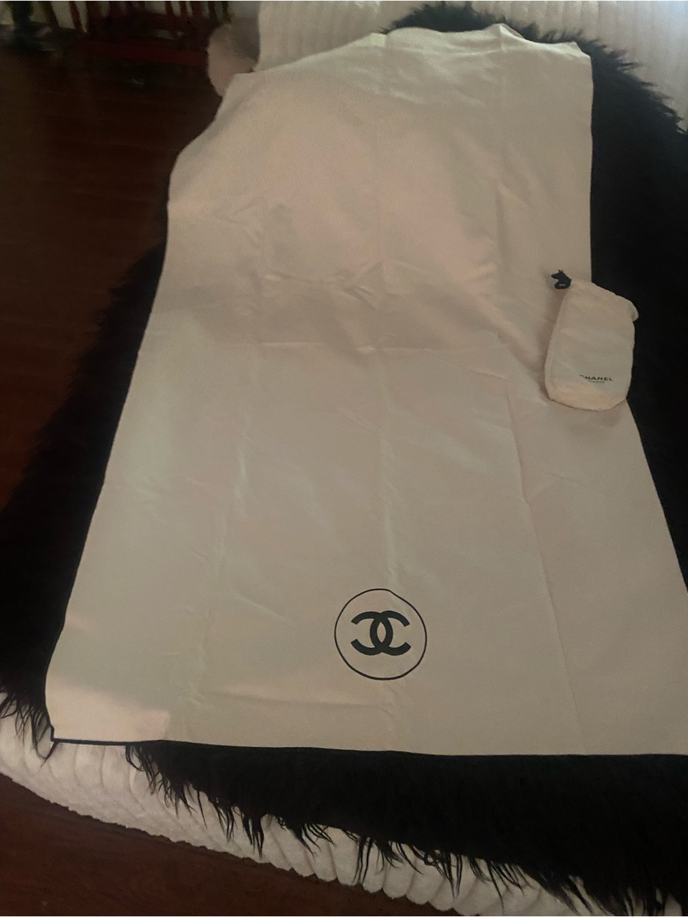 Chanel beaute  cream throw/blanket with bag